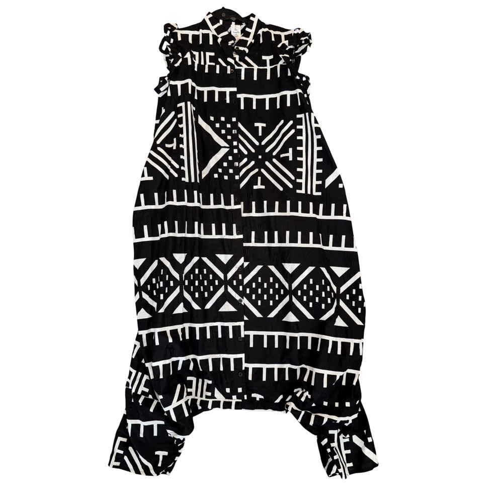 Kara Chic by NF Black White Tribal‎ Print One Size Fits Most Kaftan Jumpsuit
